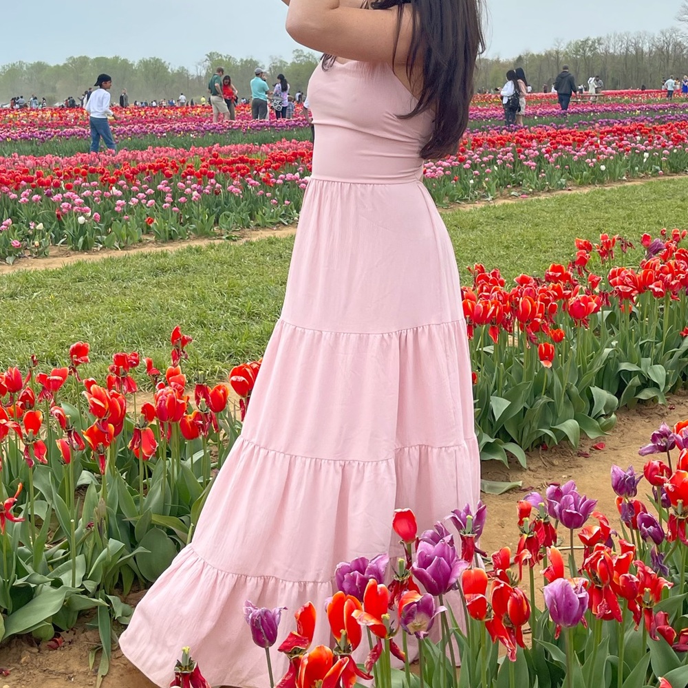 Pink tiered maxi dress